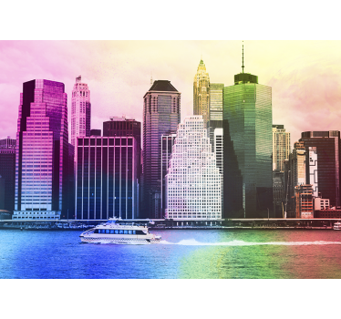 Rolgordijn woonkamer kleurrijke manhattan wolkenkrabbers - TenStickers