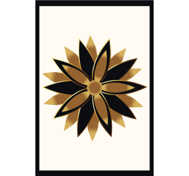 Rolgordijn woonkamer gouden bloemen - TenStickers