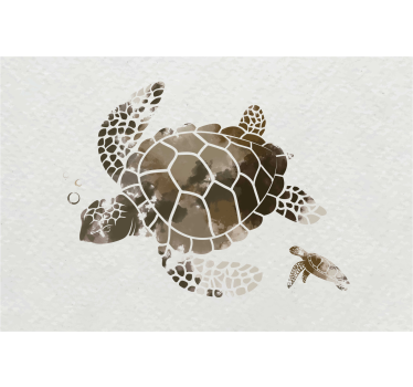 Rolgordijn woonkamer bruine aquarel schildpad - TenStickers