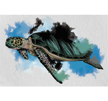 Rolgordijn woonkamer schildpad aquarel - TenStickers