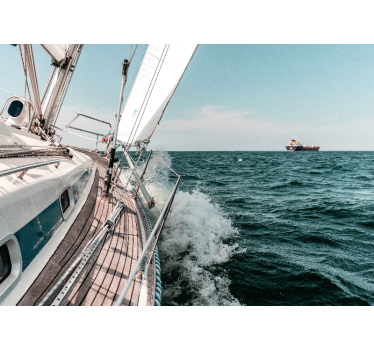 Rolgordijn woonkamer sea jacht 3d effect - TenStickers