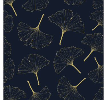 Rolgordijn woonkamer 3d gouden ginkgo bladeren - TenStickers