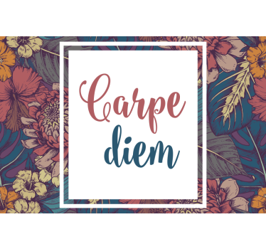 Rolgordijn woonkamer carpe diem kleurrijk vierkant patroon - TenStickers