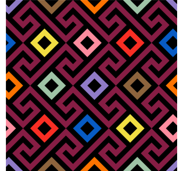 Rolgordijn woonkamer kleurrijk geometrisch labyrintpatroon - TenStickers
