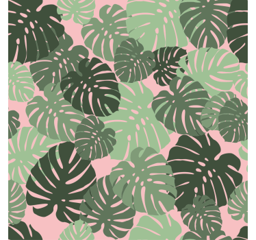 Rolgordijn woonkamer monstera bladeren roze kleur - TenStickers