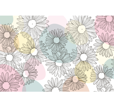 Rolgordijn woonkamer kawaii stijl vormen en bloemen - TenStickers