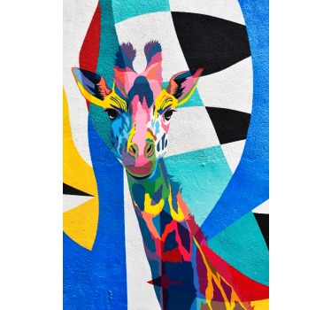 Rolgordijn woonkamer abstract kleurrijke giraffe - TenStickers