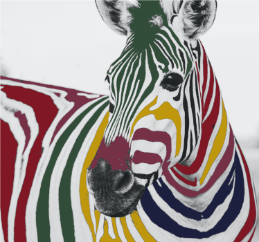 Rolgordijn woonkamer kleurrijke zebra schilderij kunst - TenStickers