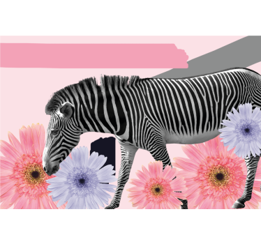 Rolgordijn woonkamer collage stijl zebra schilderij - TenStickers