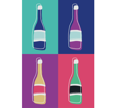 Rolgordijn woonkamer popart abstracte champagneflessen - TenStickers