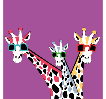 Rolgordijn woonkamer grappige giraffen met zonnebril - TenStickers