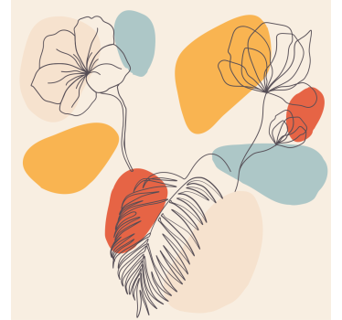 Rolgordijn woonkamer botanische wanddecoratie - TenStickers