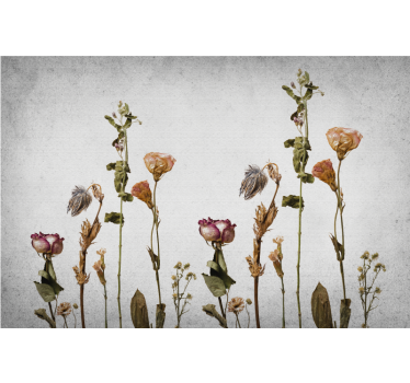 Rolgordijn woonkamer scandinavische stijl droogbloemen - TenStickers