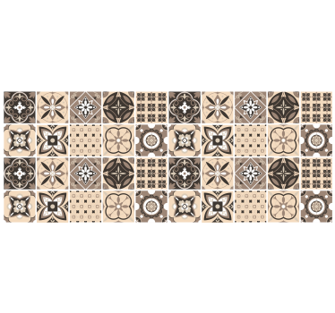 Rolgordijn beige geometrisch tegelpatroon - TenStickers