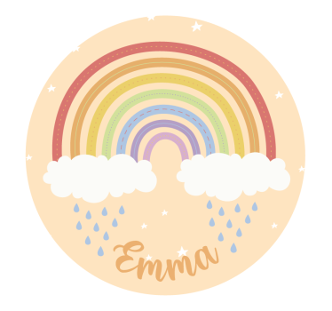 Rolgordijn beige waterverf regenboog met naam - TenStickers