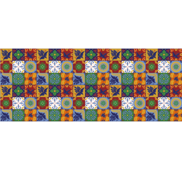 Raambekleding slaapkamer kleurrijke mexicaanse tegels - TenStickers