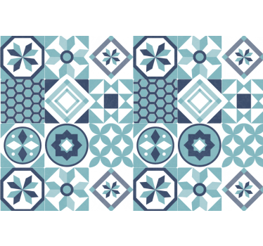 Raambekleding slaapkamer met donkerblauwe ornamenten - TenStickers