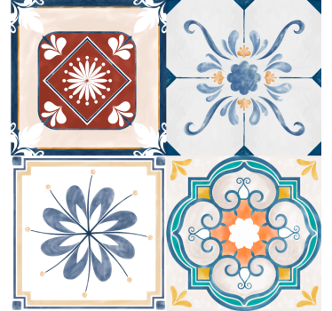 Raambekleding slaapkamer vintage vier tegels - TenStickers