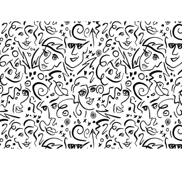 Wit rolgordijn met zwart-wit graffiti kunst - TenStickers