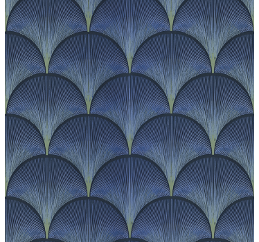 Rolgordijn vintage 1920's art déco blauwe fans - TenStickers