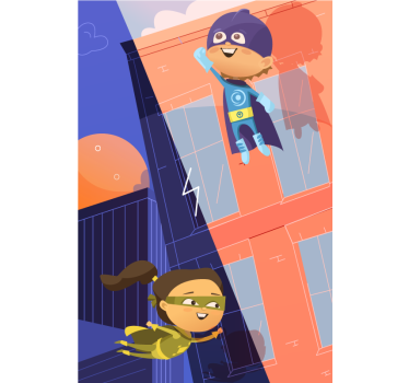 Superhelden avontuur rolgordijn kinderkamer - TenStickers