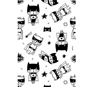 Superheld cartoon schets rolgordijn kinderkamer - TenStickers