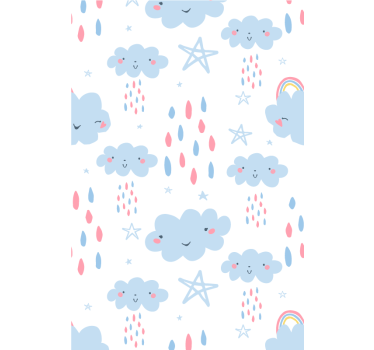 Lachend wolkenpatroon babykamer rolgordijn - TenStickers