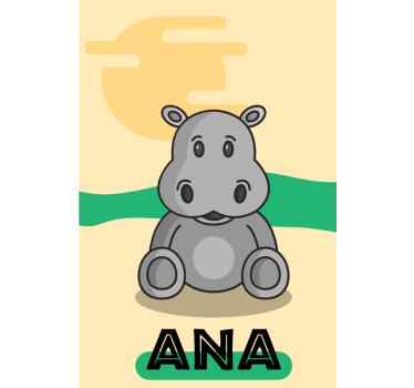 Aanpasbaar nijlpaard rolgordijn  - TenStickers