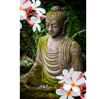 Zen rolgordijn mit bloemen groene boeddha - TenStickers
