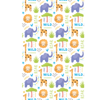 Safari dierenpatronen rolgordijn dieren - TenStickers