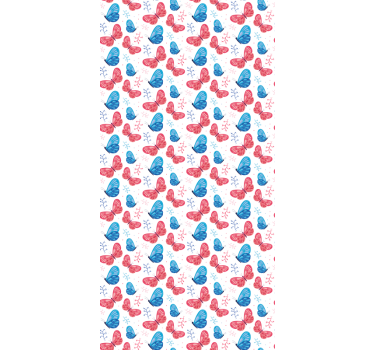 Blauwe en rode kleuren raambekleding vlinders - TenStickers