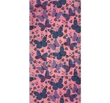 Roze achtergrond raambekleding vlinders - TenStickers