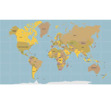 Politiek beige rolgordijn wereldmap - TenStickers