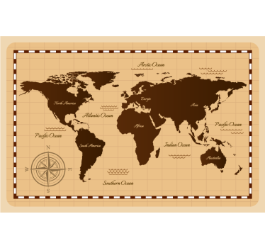 Vintage verkenning rolgordijn wereldmap - TenStickers