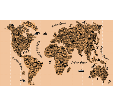 Iconische monumenten rolgordijn wereldmap - TenStickers