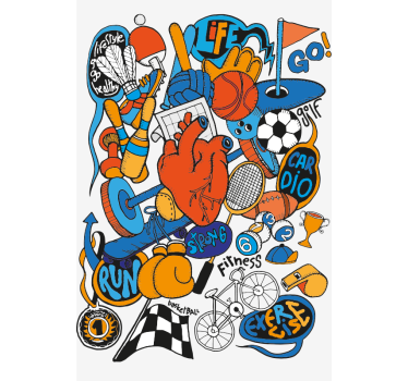 Meer sport rolgordijnen Collage sporten - TenStickers