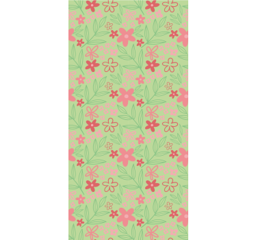 Rolgordijn bloemen Roze bloemen op groen - TenStickers