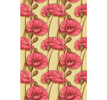 Rolgordijn eetkamer bloemen Vintage rode klaprozen patroon - TenStickers