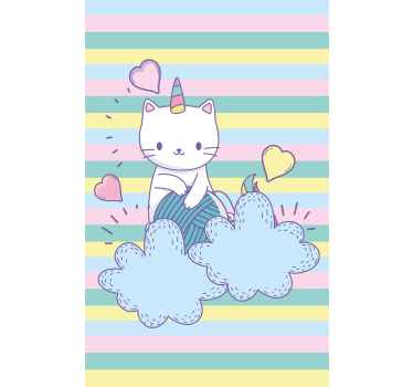 Rolgordijn babykamer Eenhoornkat op wolken - TenStickers