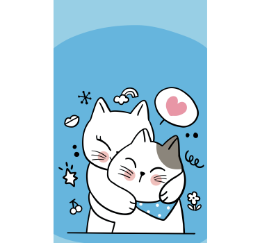 Schattige katten omhelzing rolgordijn dieren - TenStickers