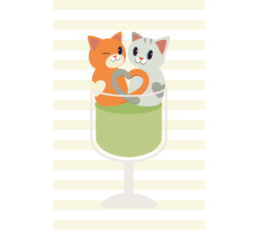 Schattige kattenvrienden rolgordijn dieren - TenStickers