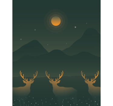 Majestueuze herten silhouetten rolgordijn meer dieren - TenStickers