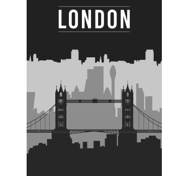 Kunst rolgordijnën Zwarte en grijze skyline van londen - TenStickers
