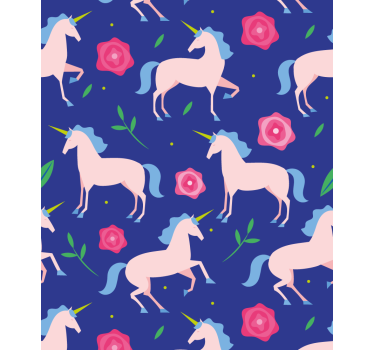 Eenhoorns en bloemen rolgordijn kinderkamer - TenStickers