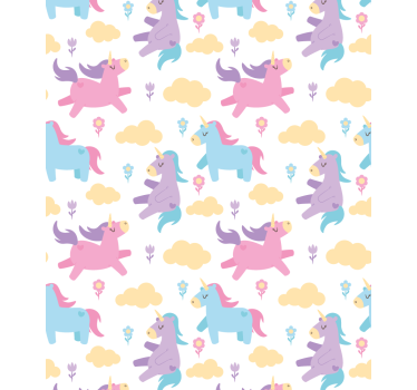 Eenhoorns en wolken rolgordijn kinderkamer - TenStickers