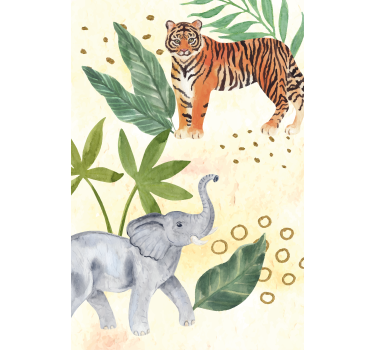 Dieren rolgordijnen Aquarel safari dieren - TenStickers