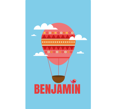 Rolgordijn kinderkamer luchtballon met naam - TenStickers