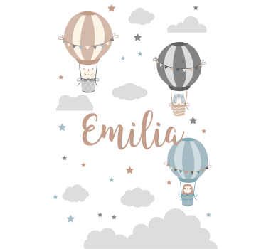Kunst rolgordijnën Pastelkleurige ballonnen en wolken - TenStickers