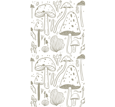 Rolgordijn meer bloemen en planten beige paddenstoelen - TenStickers