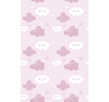 Babykamer rolgordijn vrolijke roze wolken - TenStickers
